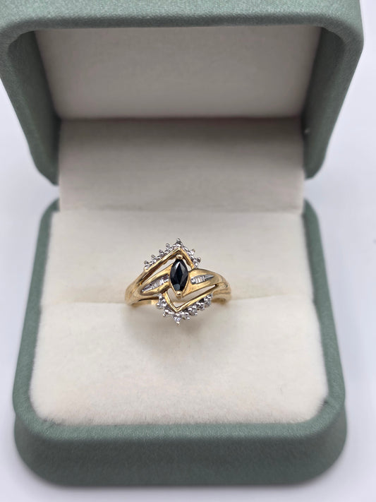 9ct gold sapphire and diamond ring