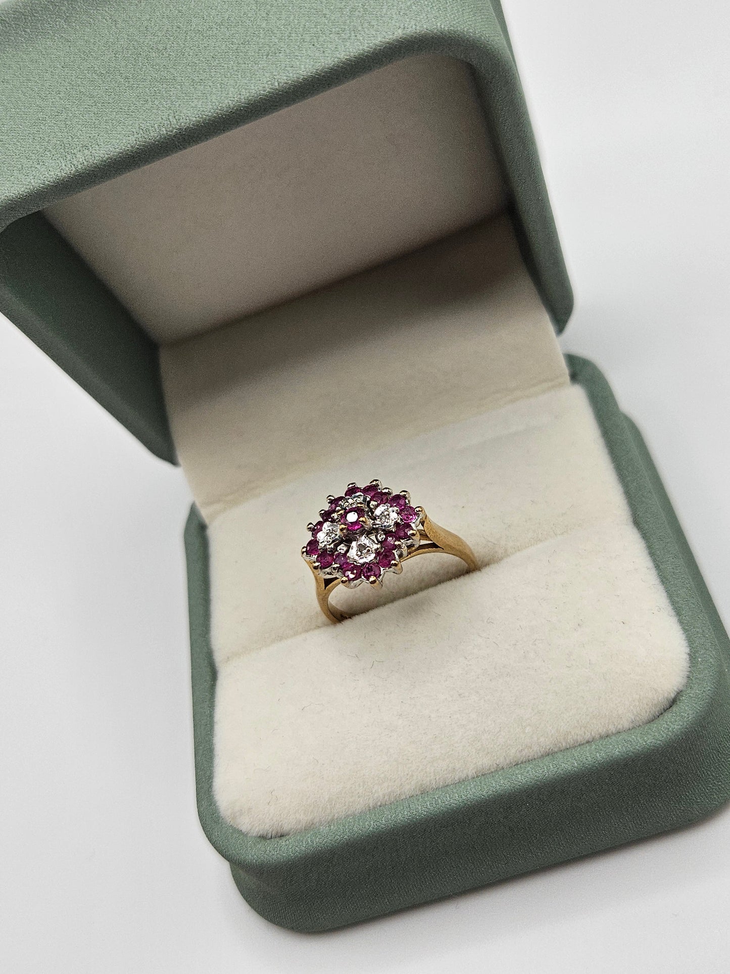 9ct gold ruby and diamond ring