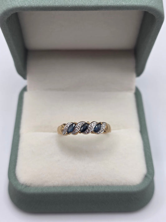 9ct gold sapphire and diamond ring