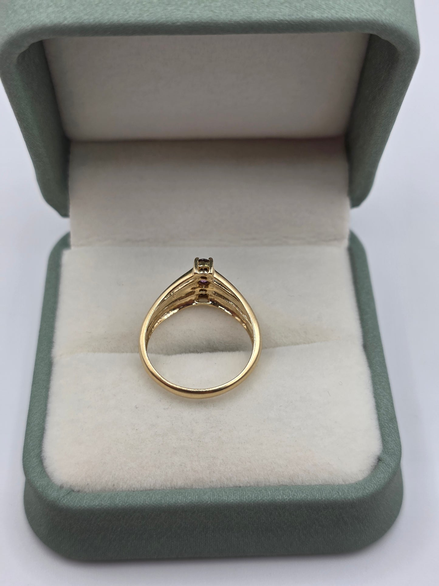 9ct gold pink topaz and cognac diamond wishbone ring