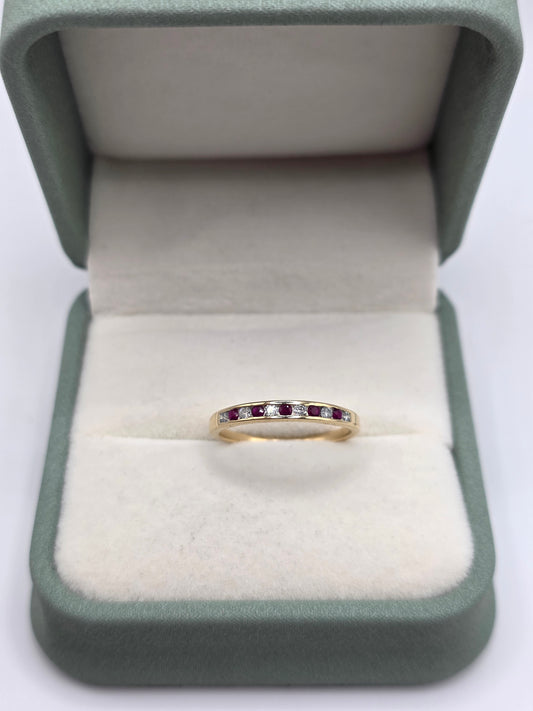 9ct gold ruby and diamond ring