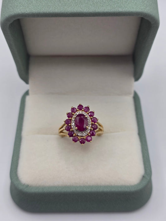 9ct gold ruby and diamond ring