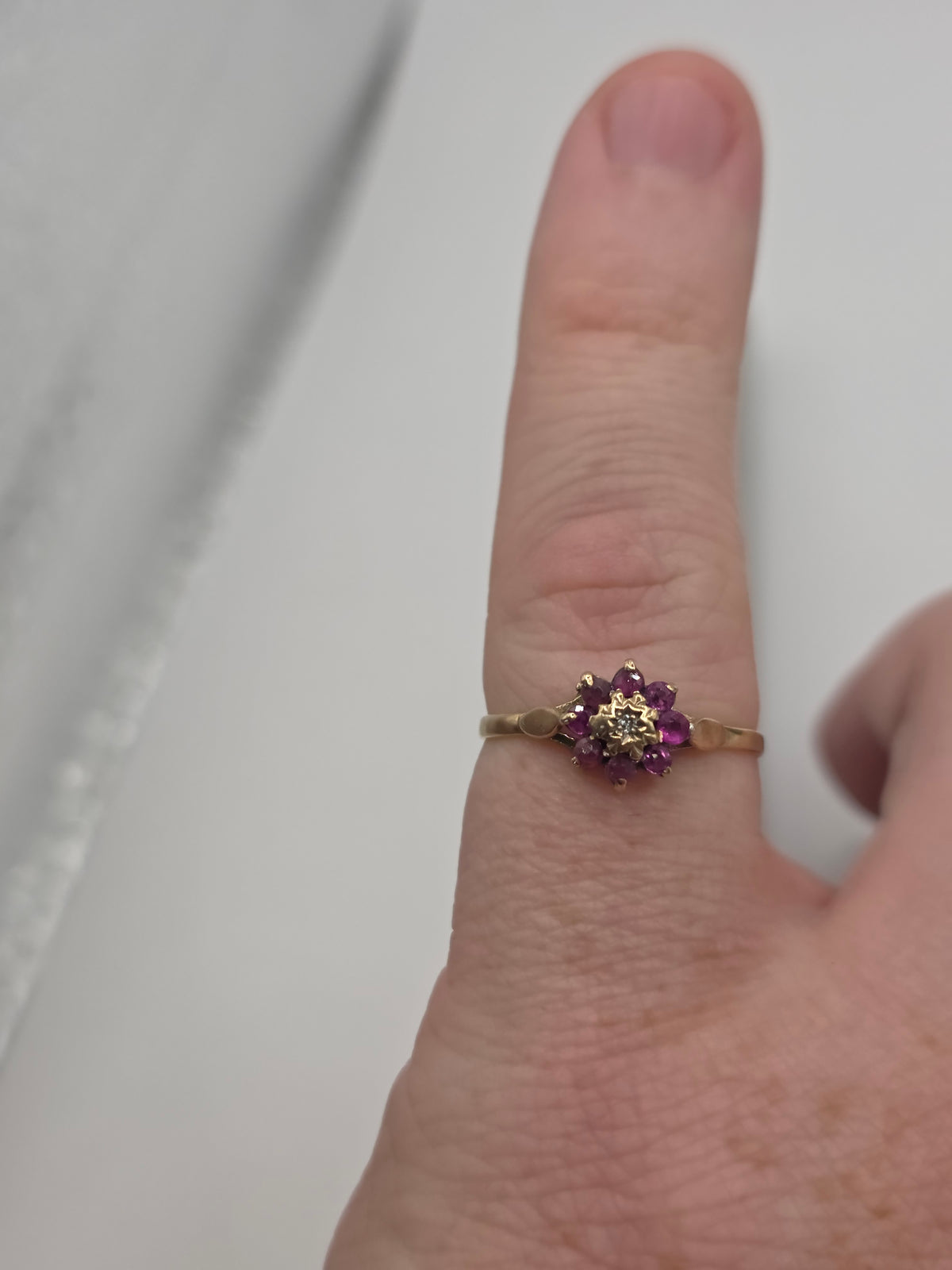 9ct gold ruby and diamond ring