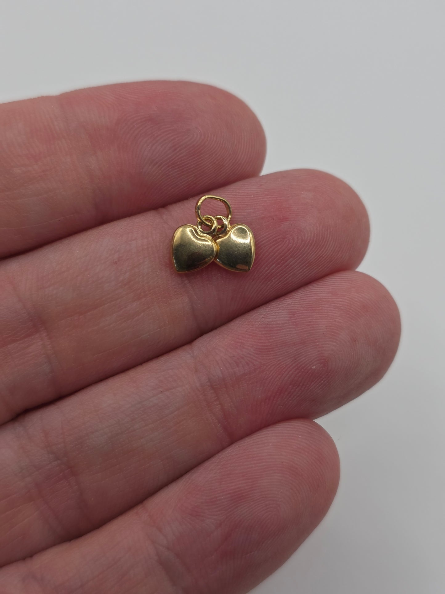 9ct gold double heart charm