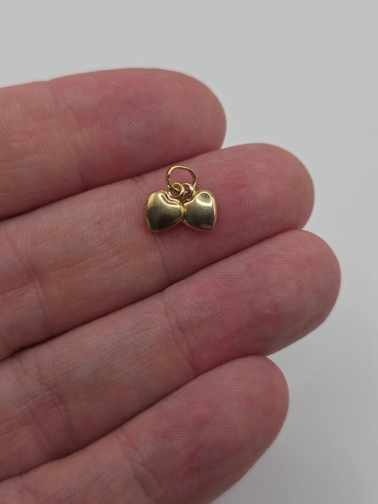 9ct gold double heart charm