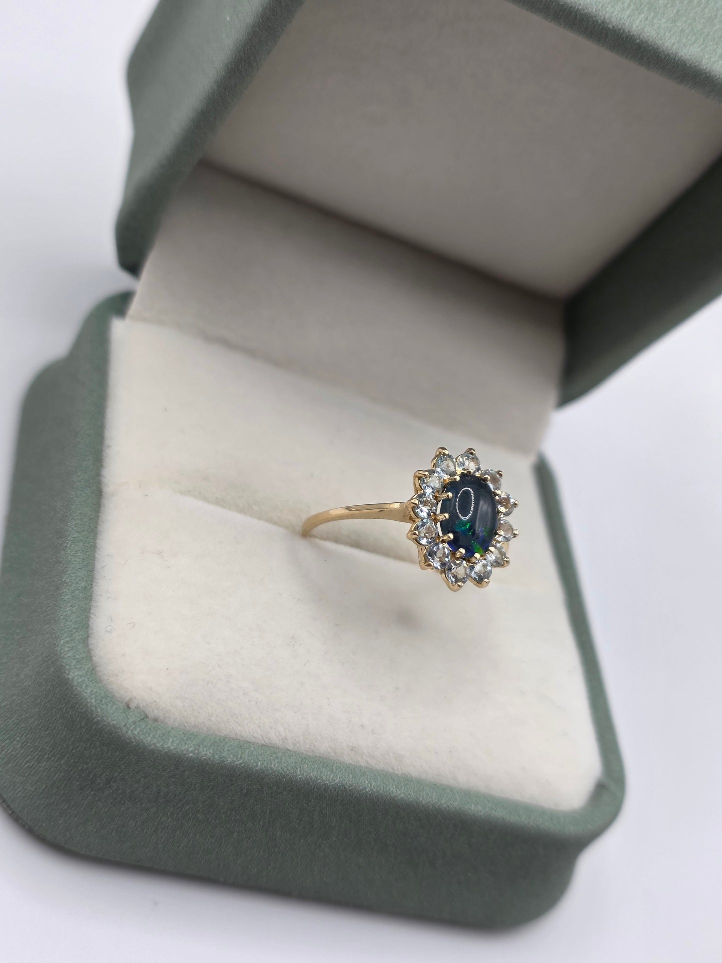 9ct gold opal triplet and topaz ring
