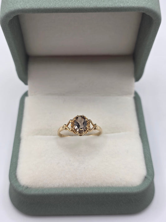 9ct gold smokey quartz ring