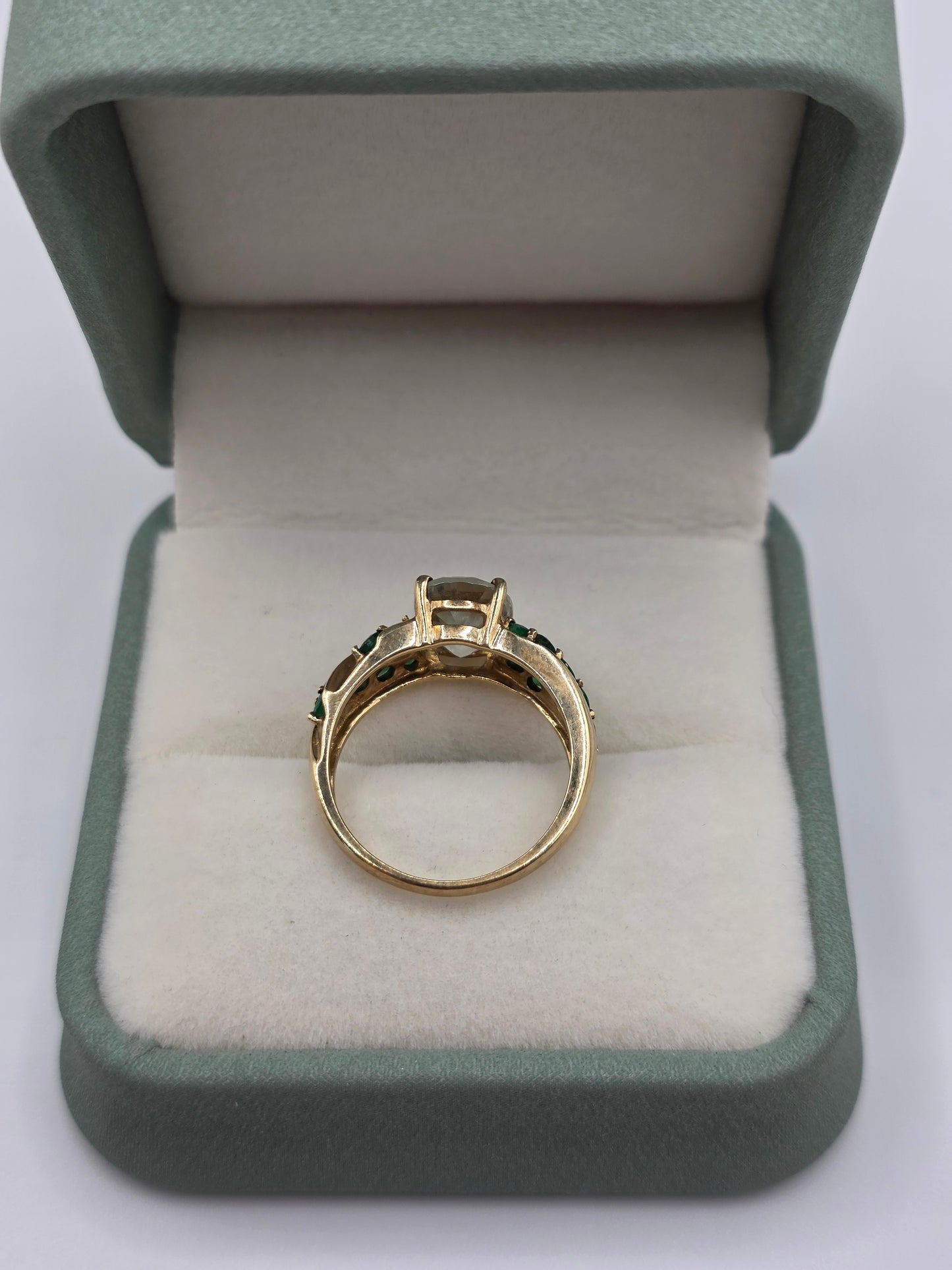 9ct gold aquamarine and emerald ring