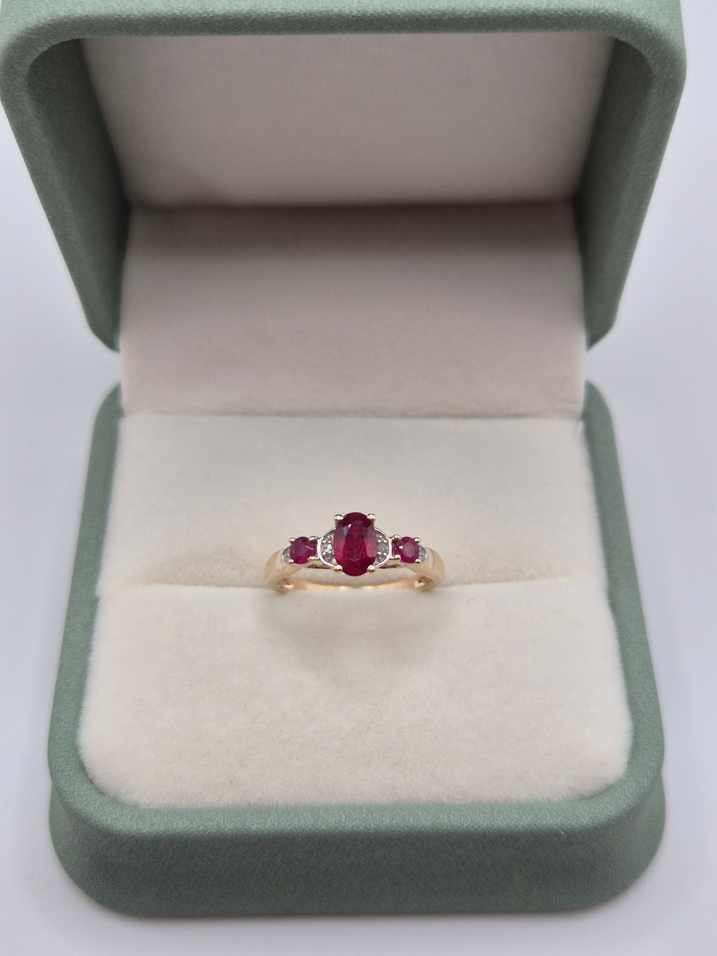 9ct gold ruby and diamond ring