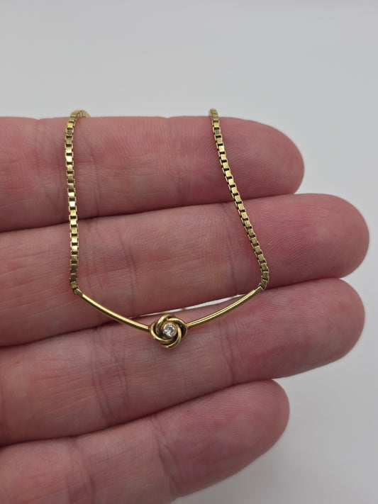 Heavy vintage 9ct gold box link diamond necklace