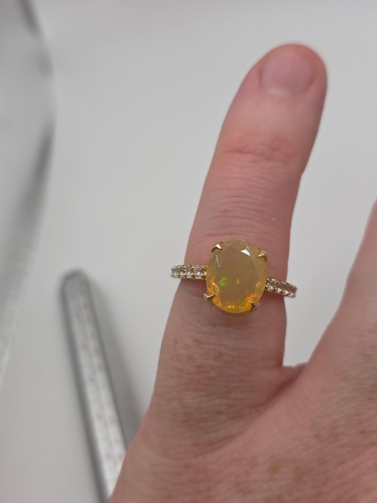 9ct gold opal and zircon ring