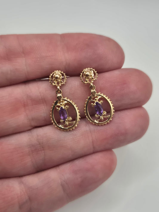 9ct gold amethyst earrings