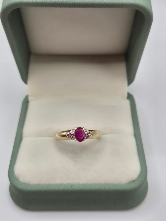 9ct gold ruby and pink topaz ring
