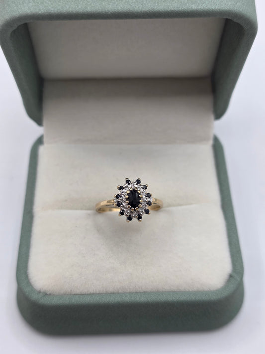 9ct gold sapphire and diamond ring