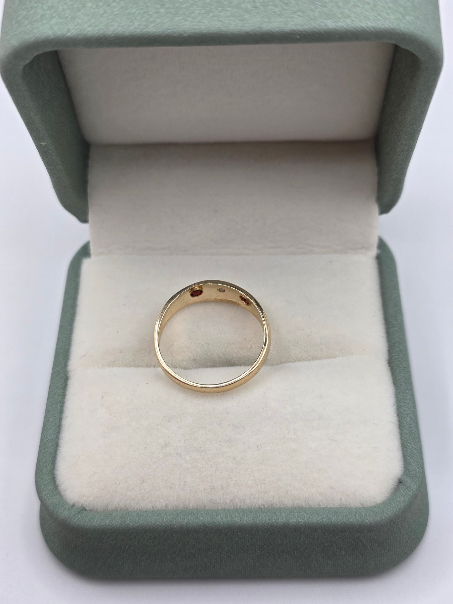 9ct gold garnet and diamond gypsy ring