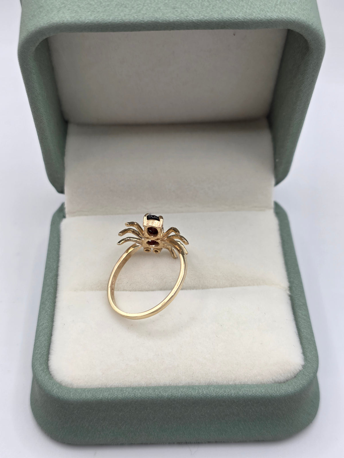9ct gold garnet and diamond spider ring