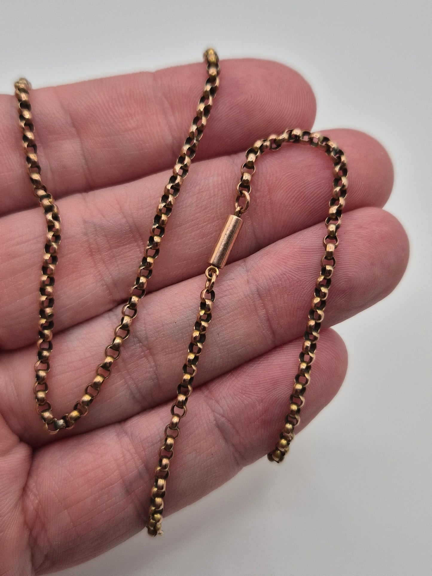 Antique 9ct rose gold belcher chain (1)
