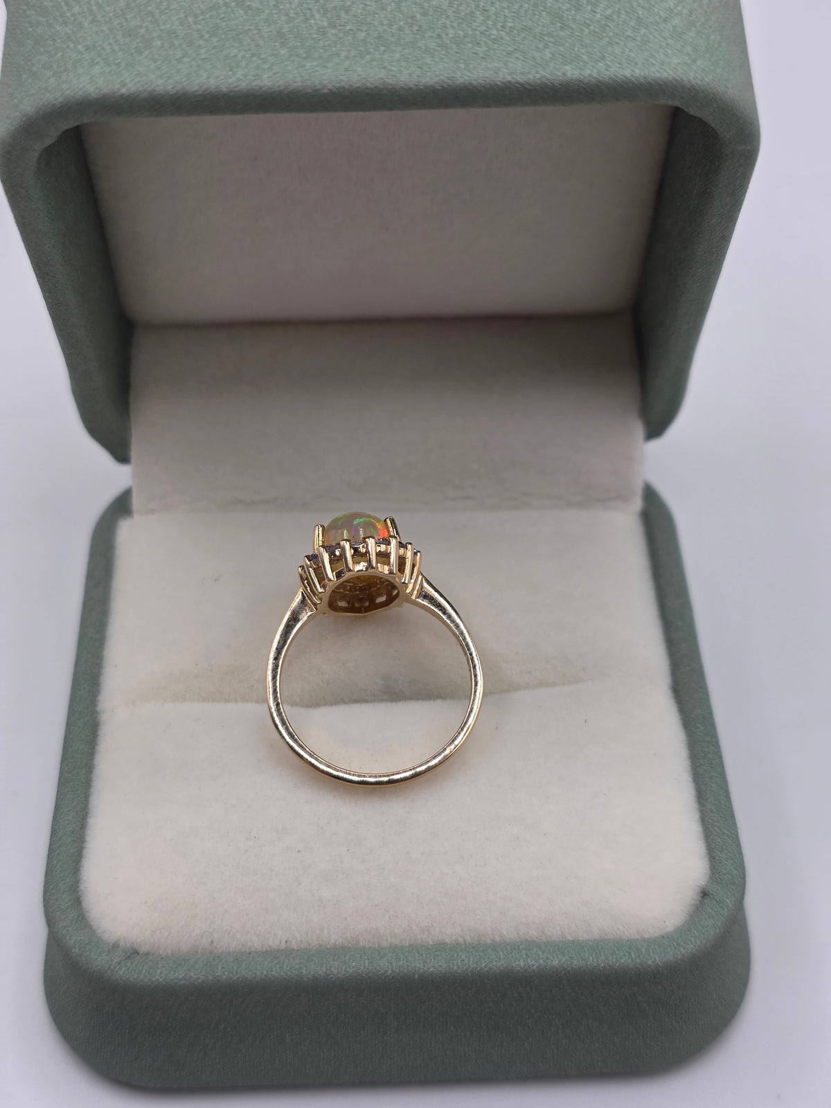 9ct gold opal and tanzanite ring