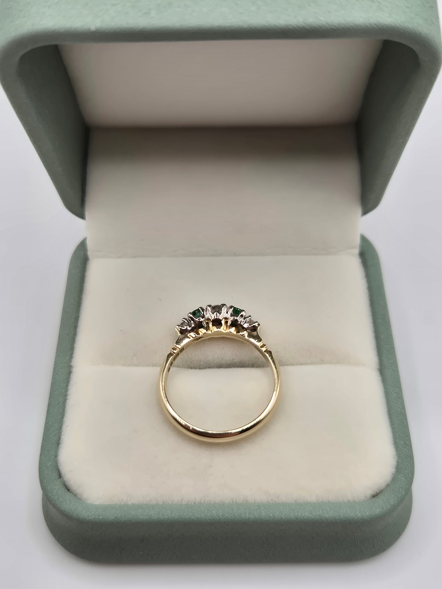 9ct gold emerald and diamond ring