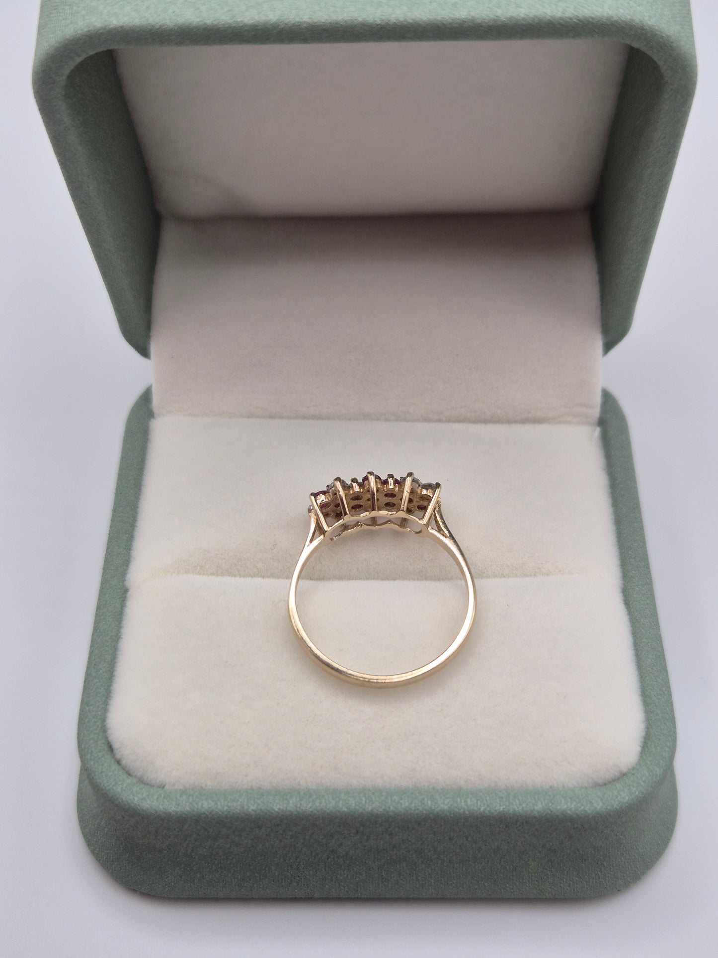 9ct gold ruby and cz ring