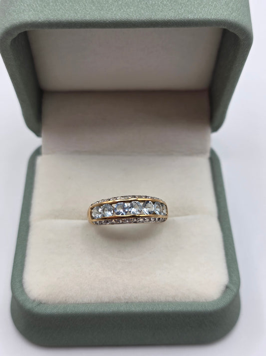 9ct gold aquamarine and diamond ring