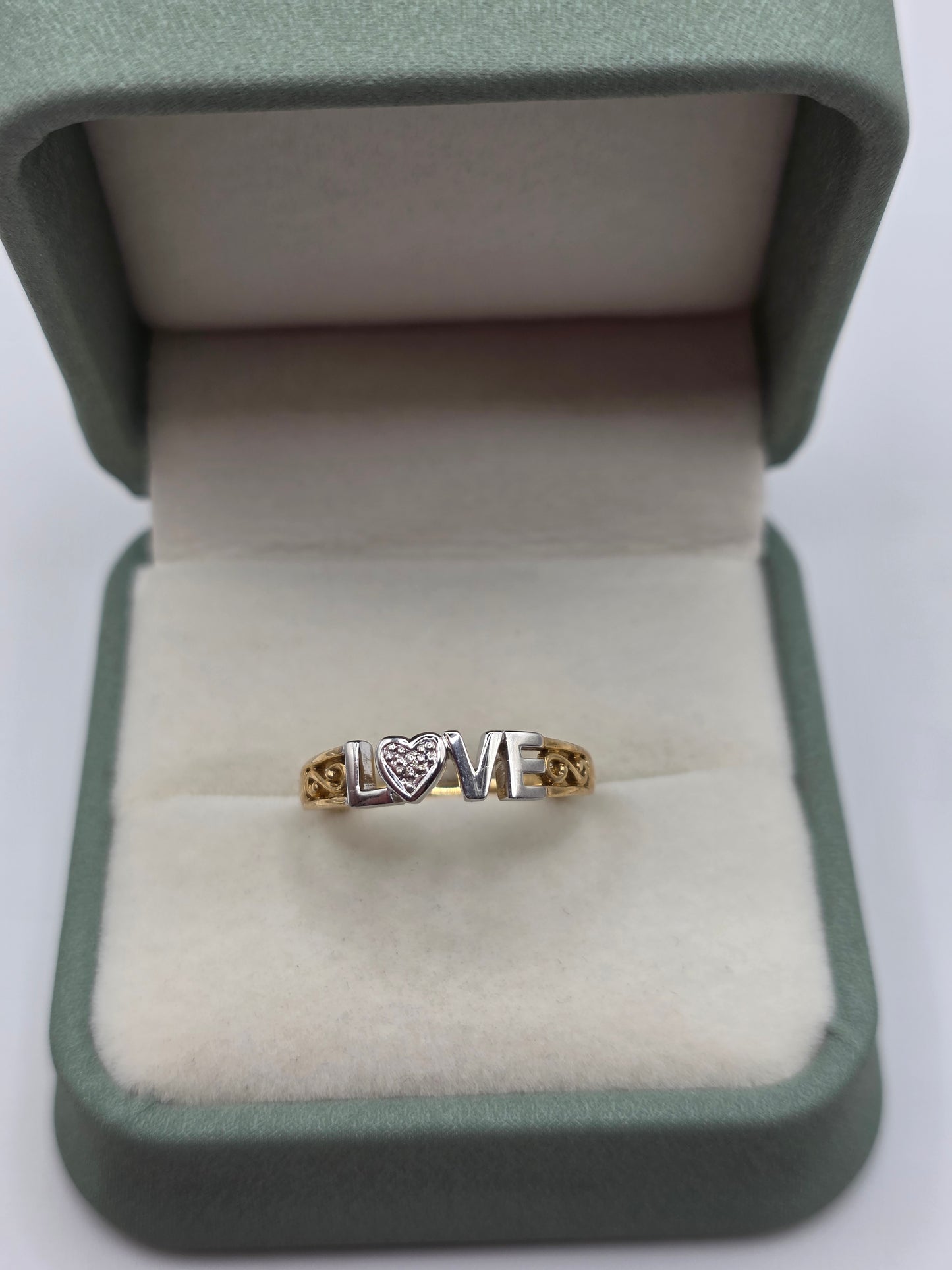 9ct two tone gold diamond Love ring