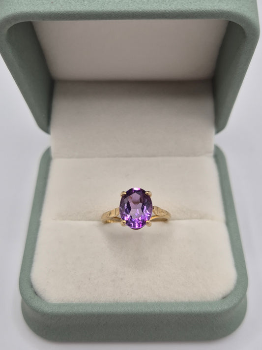 9ct gold amethyst ring