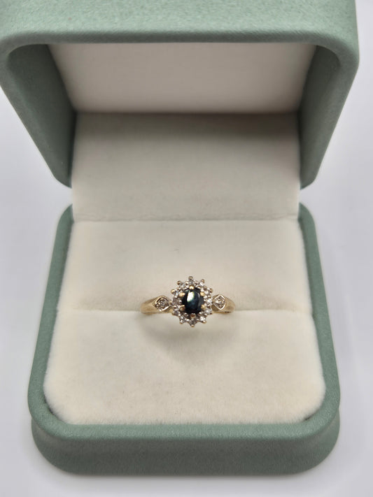 9ct gold sapphire and diamond ring