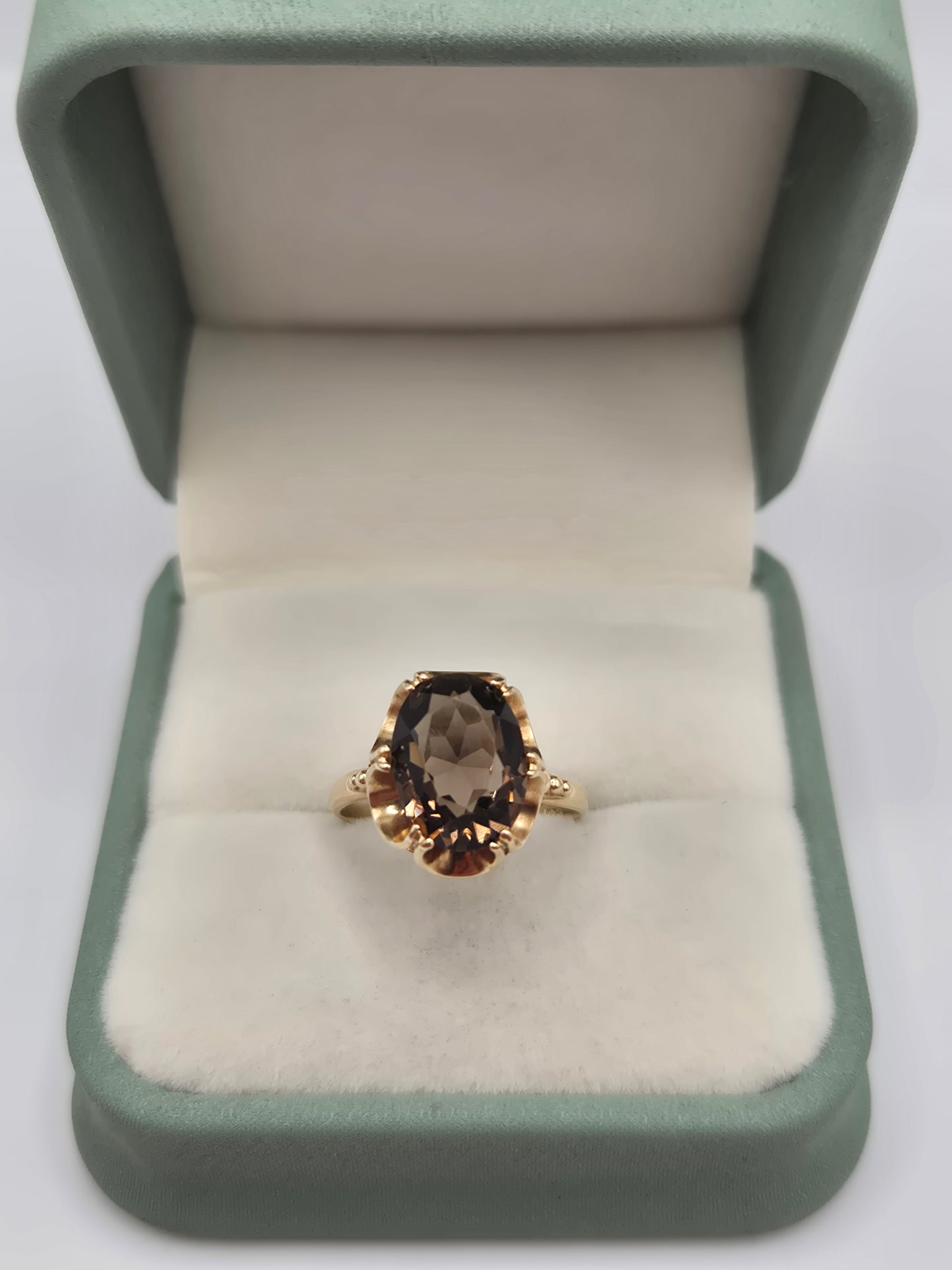 9ct gold smokey quartz ring