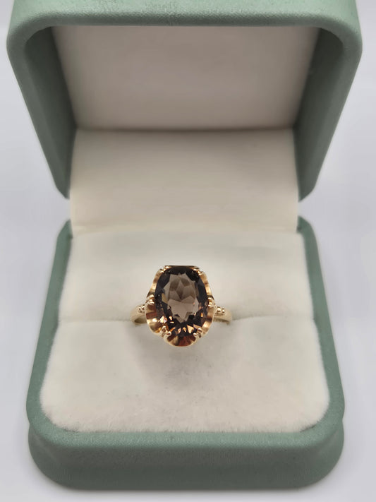 9ct gold smokey quartz ring