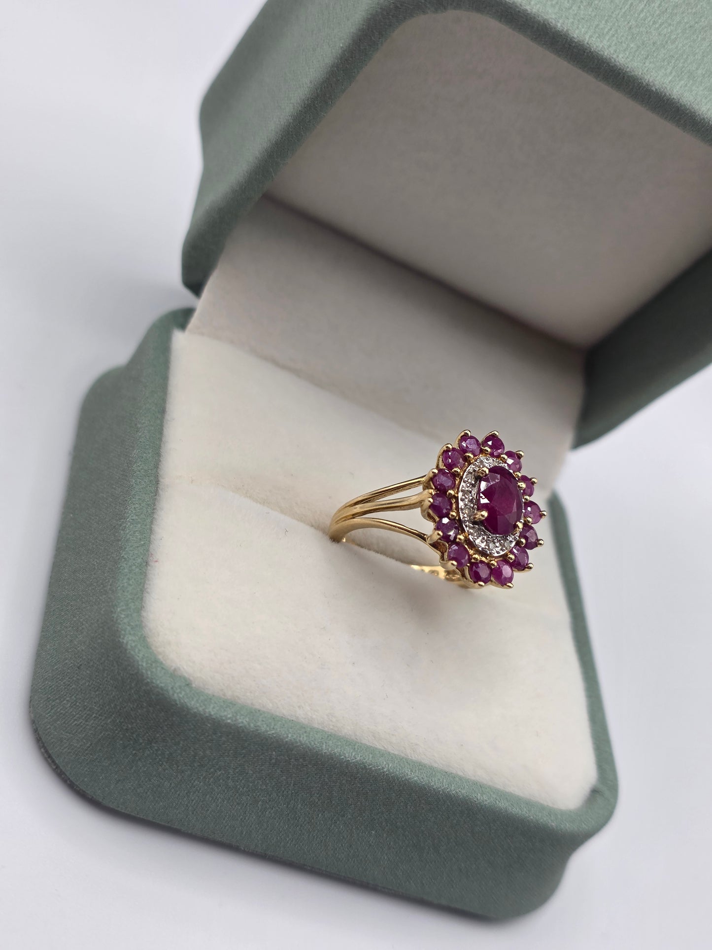 9ct gold ruby and diamond ring