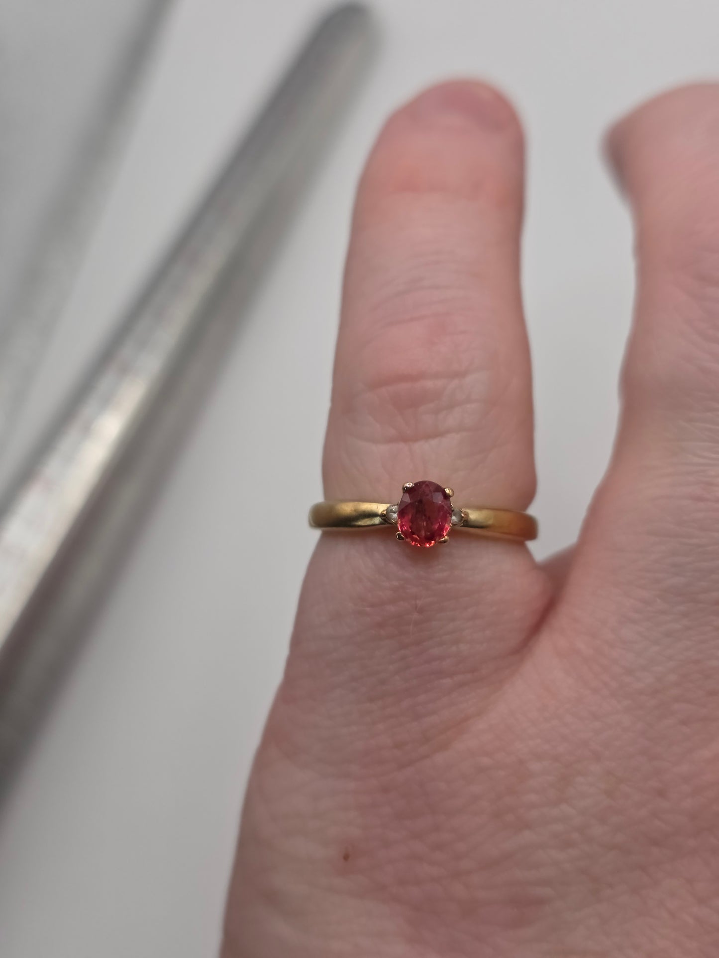 9ct gold tourmaline and diamond ring