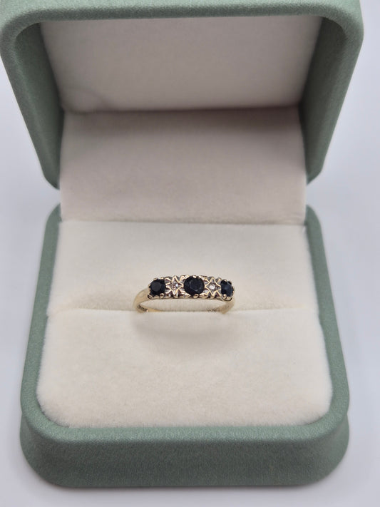 9ct gold sapphire and diamond ring