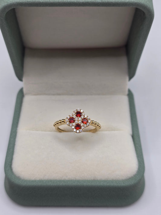 14ct gold cz flower ring