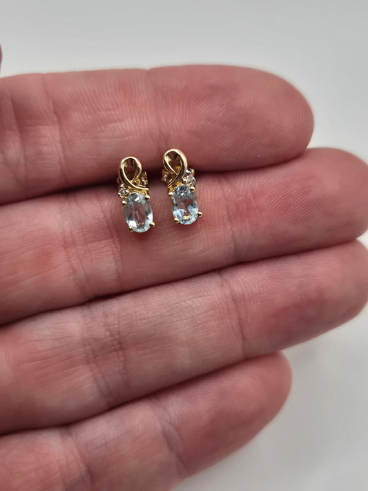 9ct gold topaz and diamond earrings
