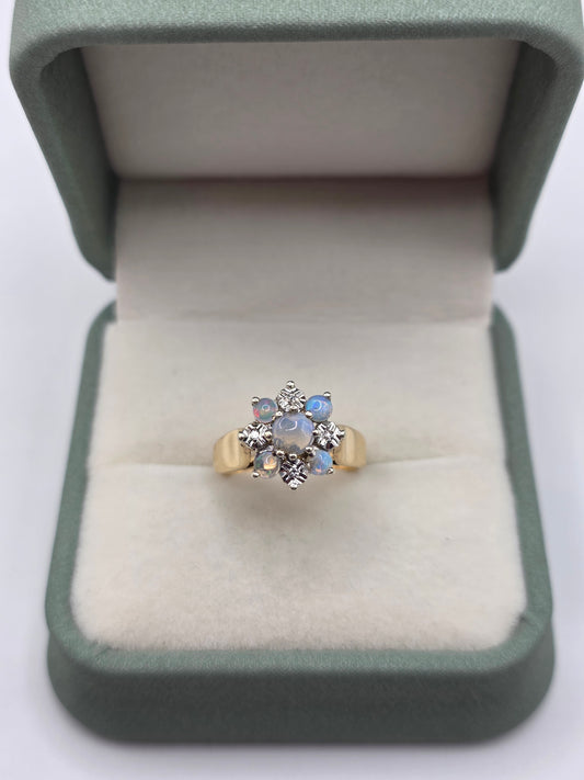 9ct gold opal and diamond ring