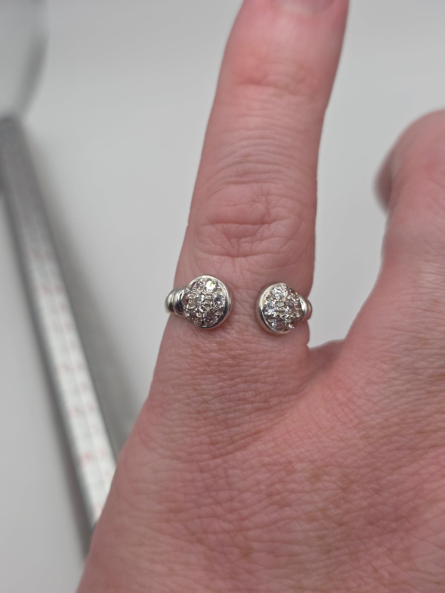 9ct two tone gold cz torque ring