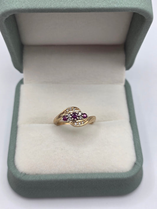 9ct gold ruby and diamond ring