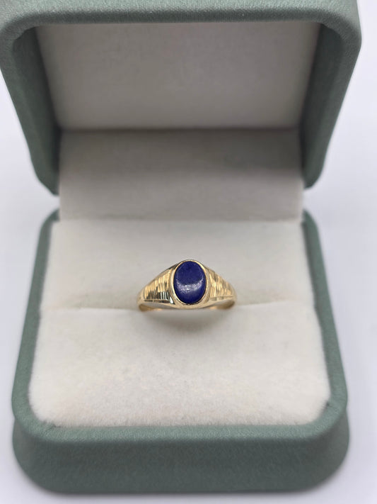 9ct gold lapis lazuli signet ring