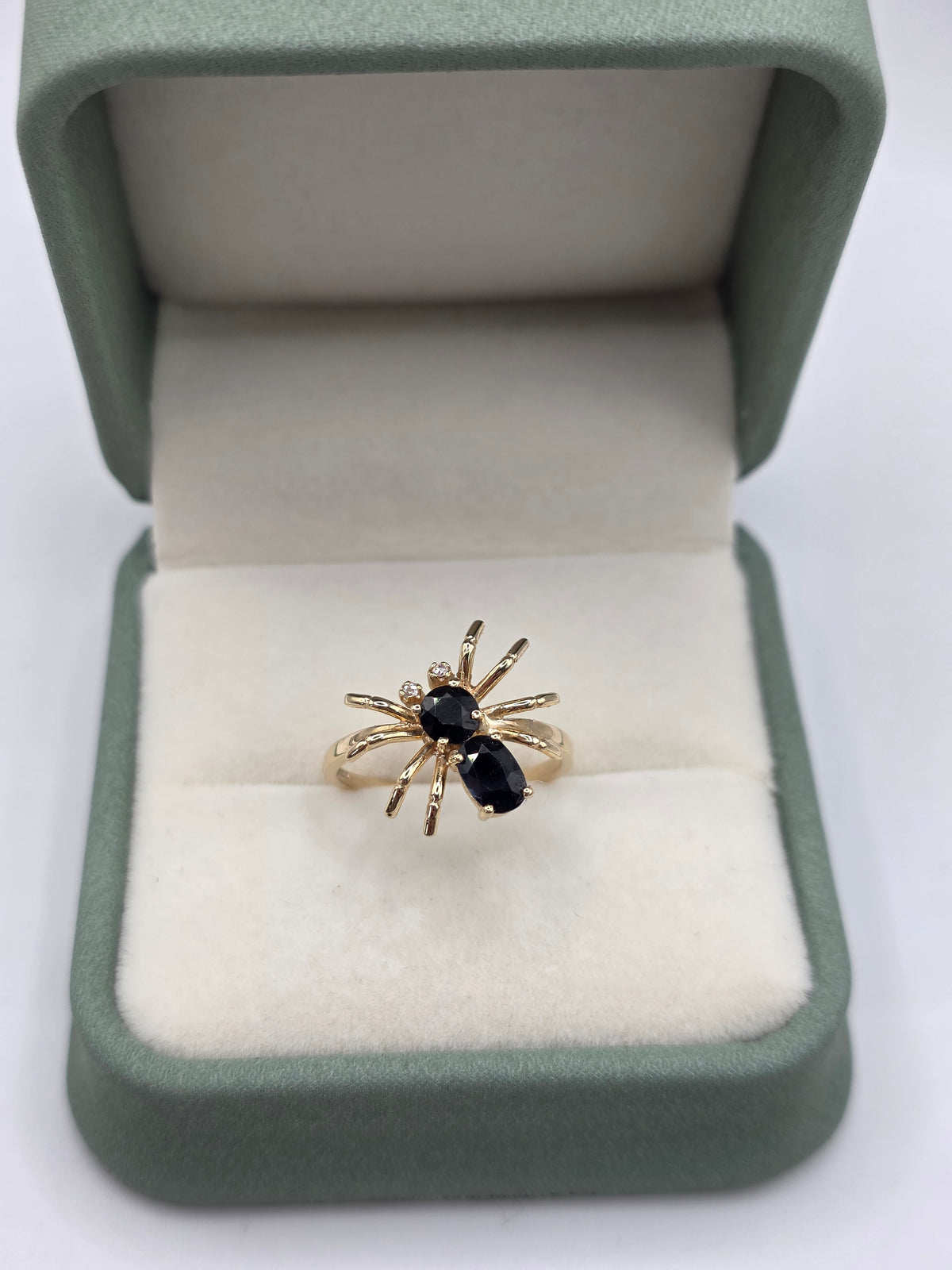 9ct gold sapphire and diamond spider ring