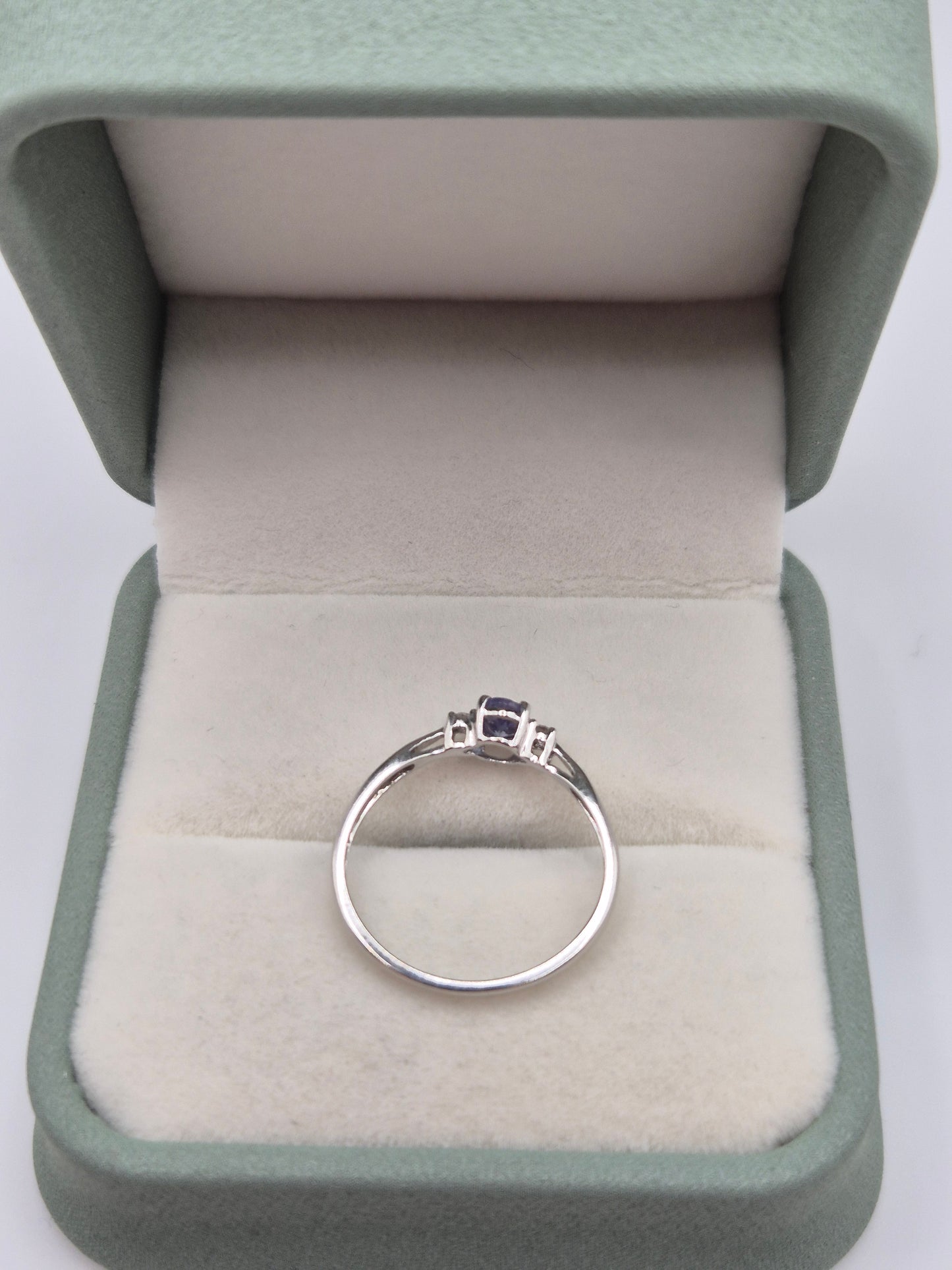 9ct white gold tanzanite and diamond ring