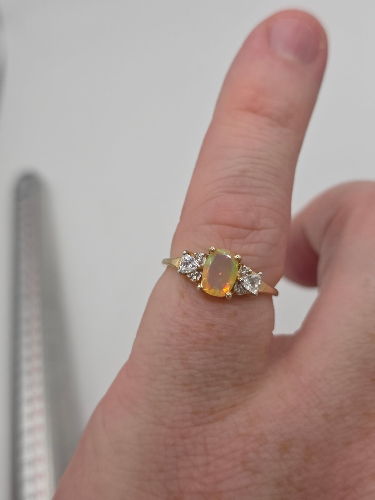 9ct gold opal and zircon ring