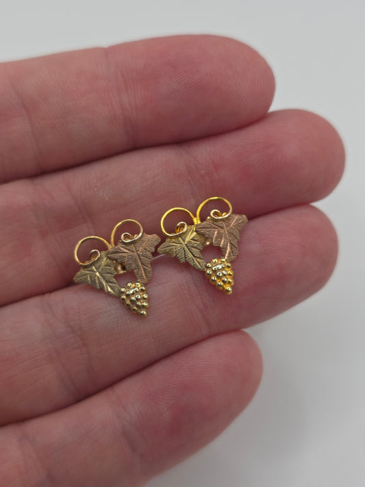 9ct two tone gold grape vine earrings