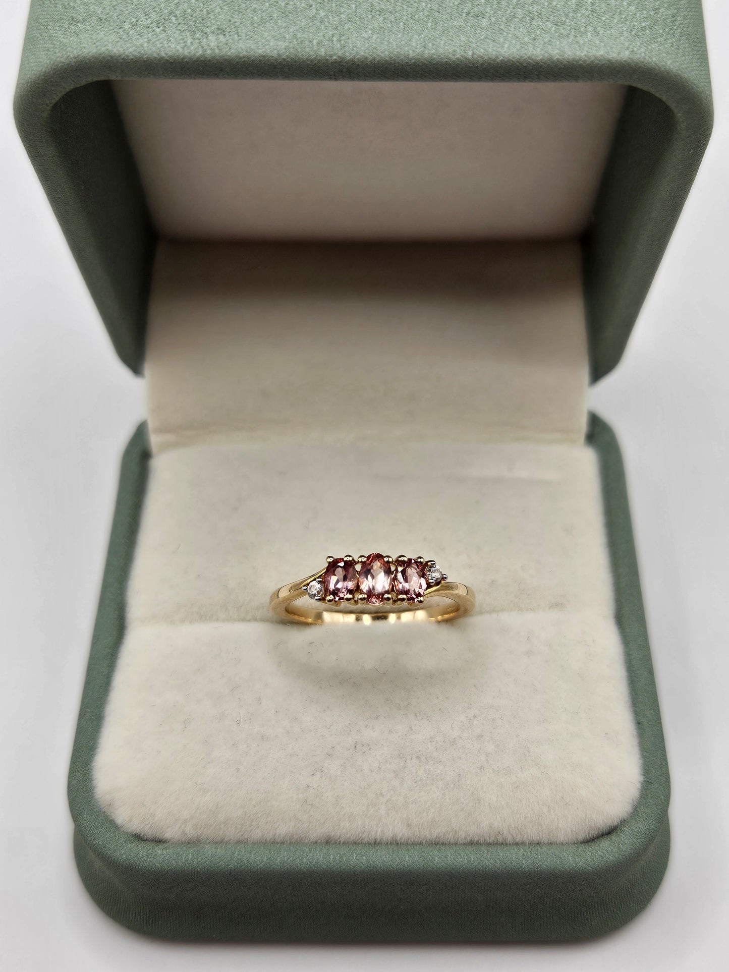 9ct gold tourmaline and zircon ring