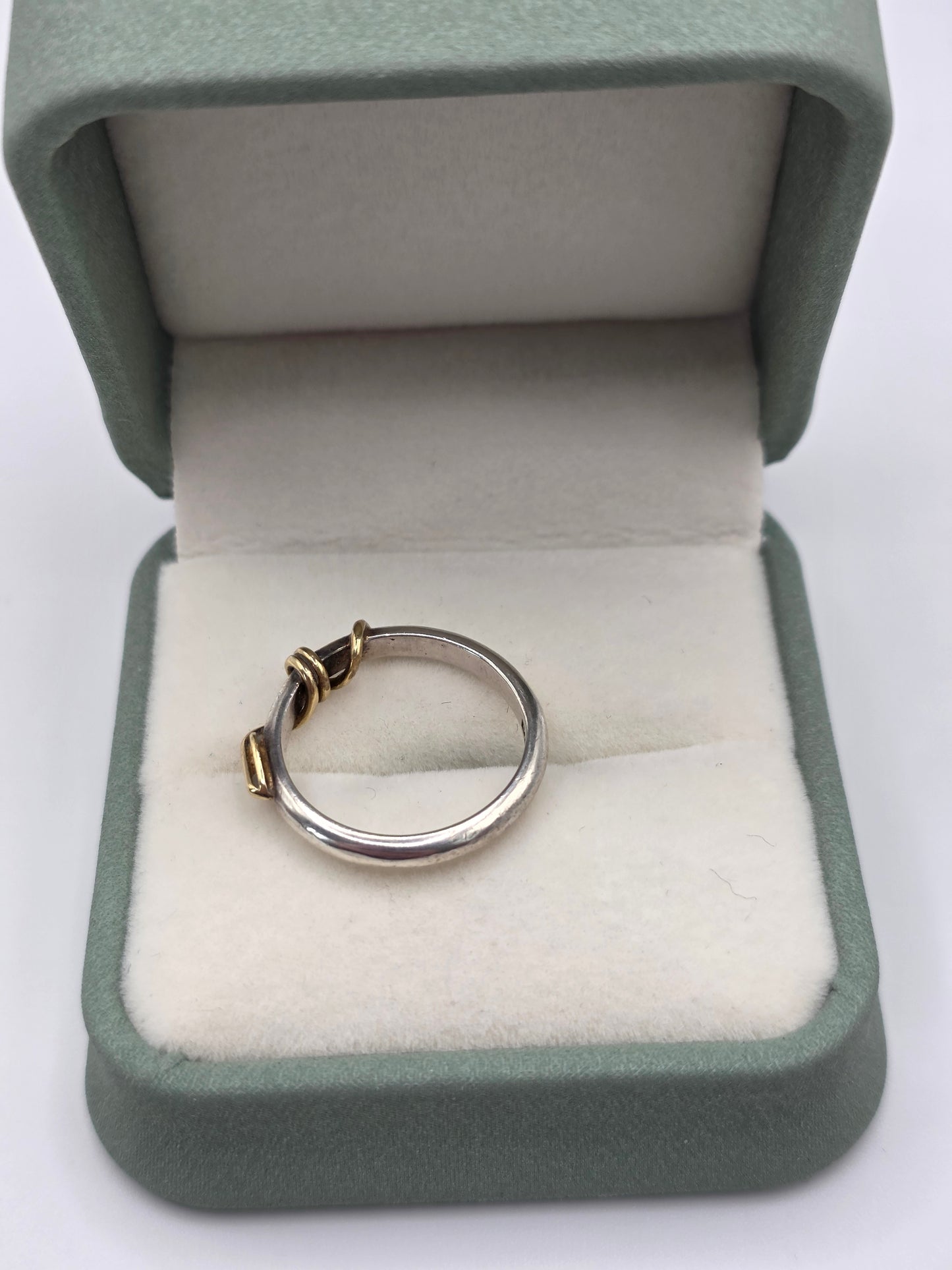 Vintage silver ring with 18ct gold detail