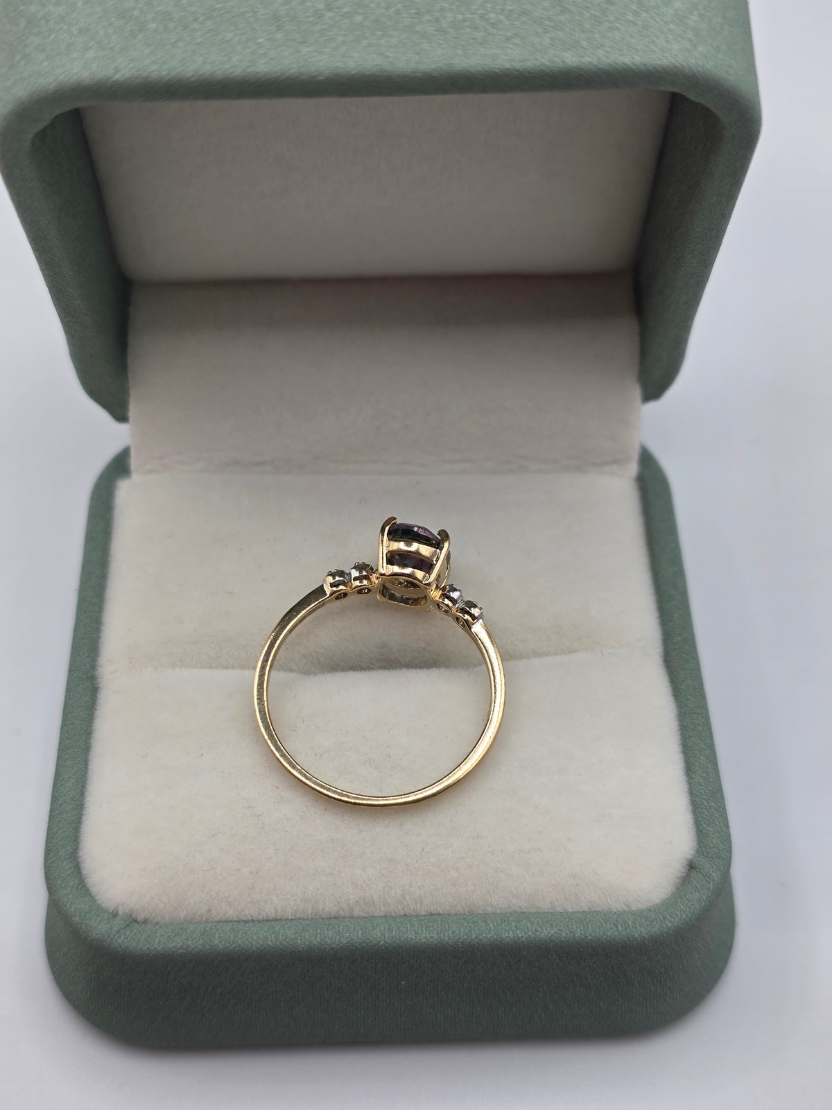 9ct gold mystic topaz and diamond ring