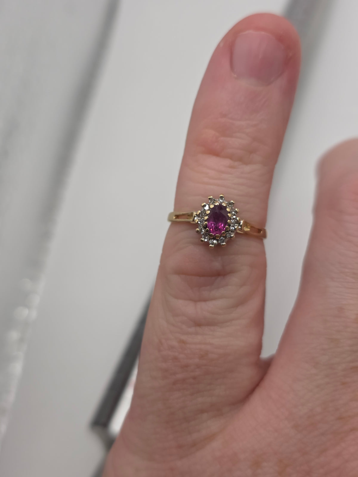 9ct gold ruby and diamond ring