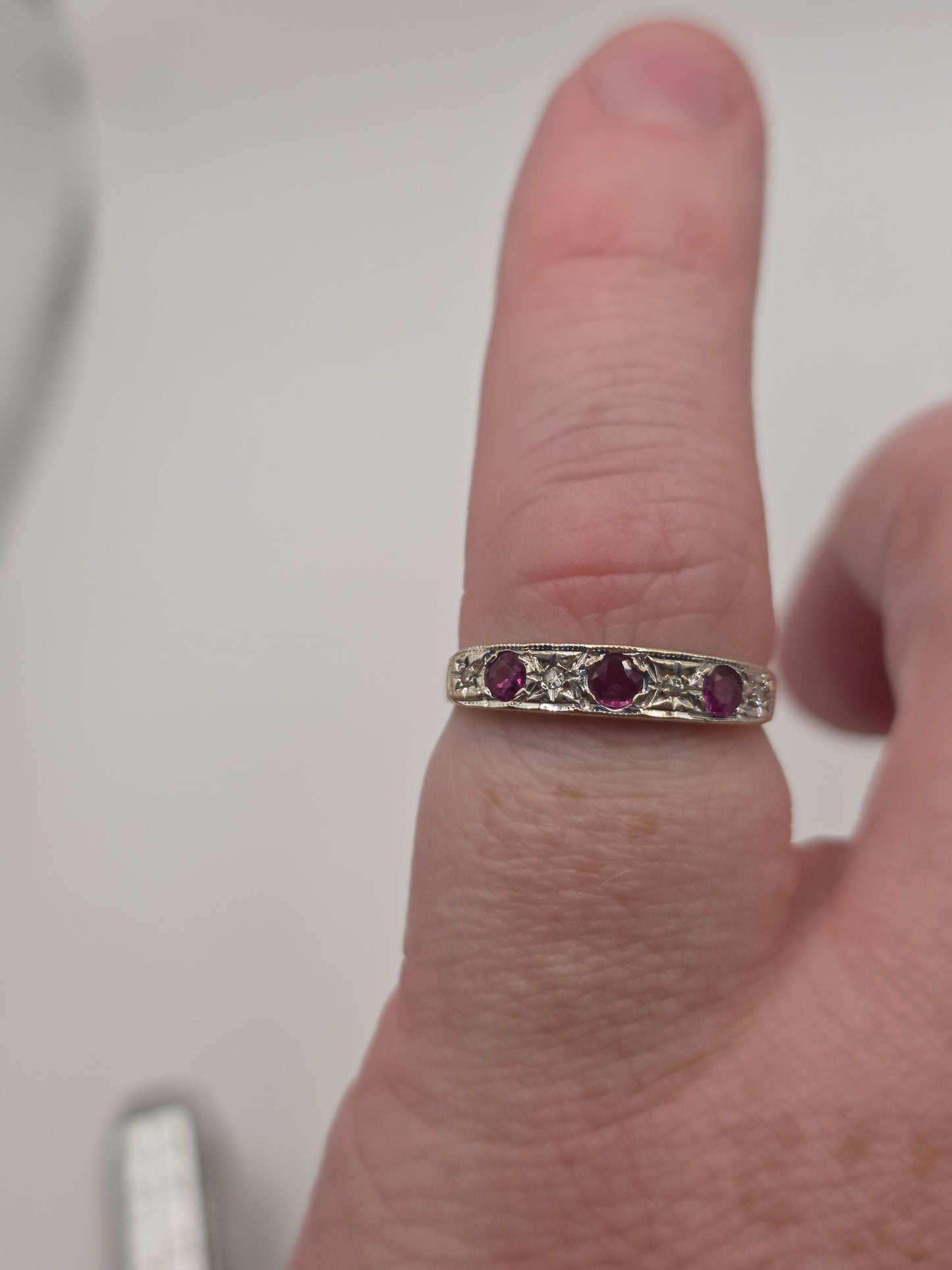 9ct gold ruby and diamond ring