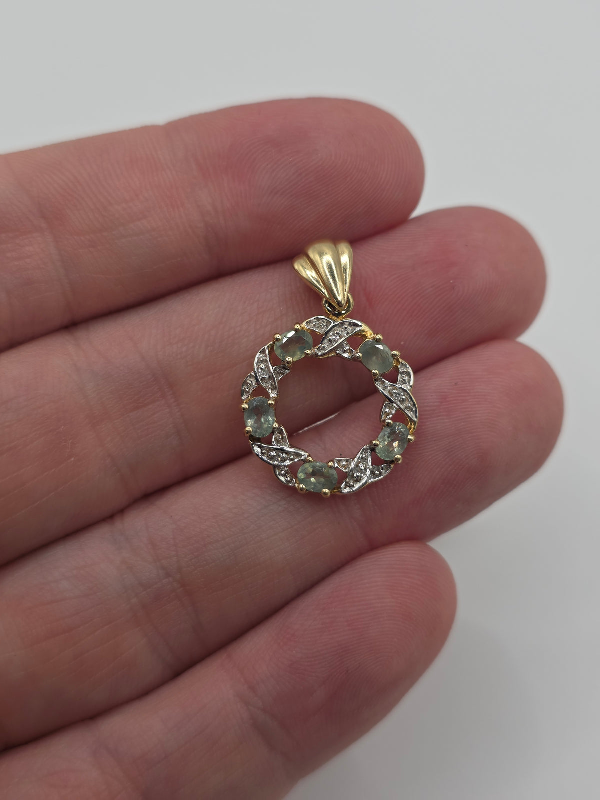 9ct gold alexandrite and diamond pendant