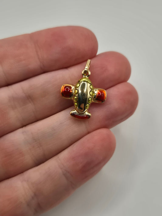 9ct gold enamelled plane charm